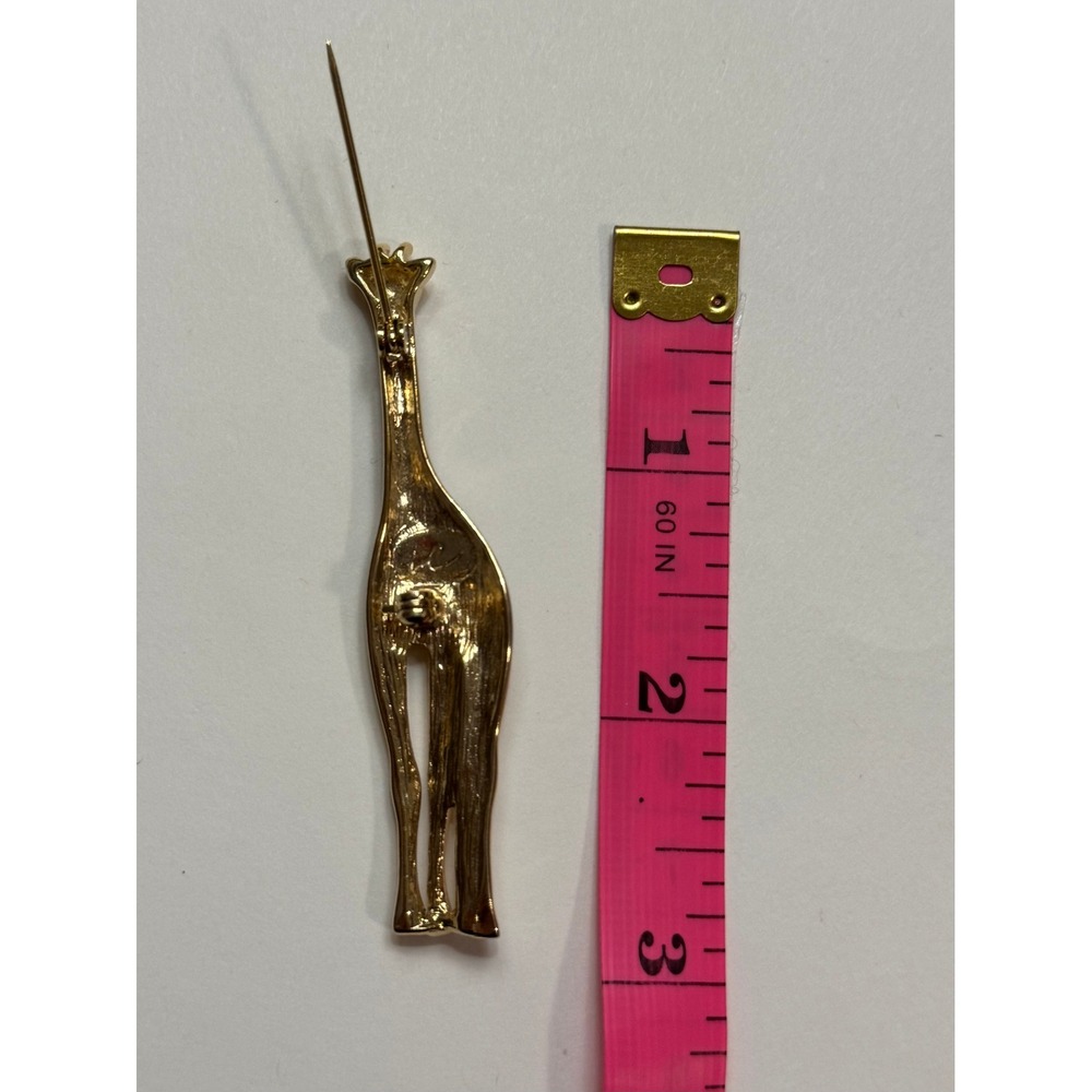 Vintage Liz Claiborne Gold Tone Giraffe Brooch Brown Enamel Animal Pin Safari - Picture 4 of 8